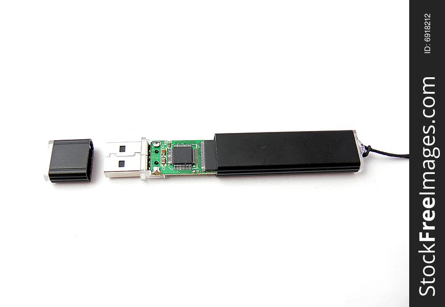 Close up of the usb flash memory isolated on white background.