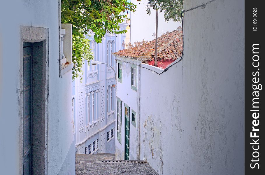 Alley and doors in a village on the Canary Island La Palma. Alley and doors in a village on the Canary Island La Palma