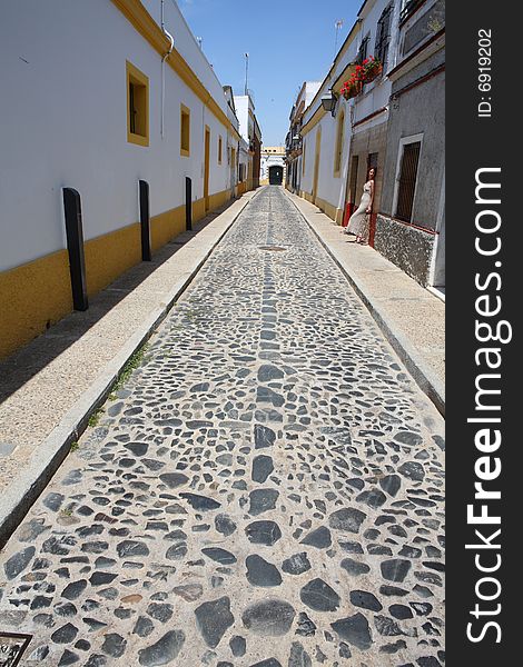 Narrow street of the small Spanish town