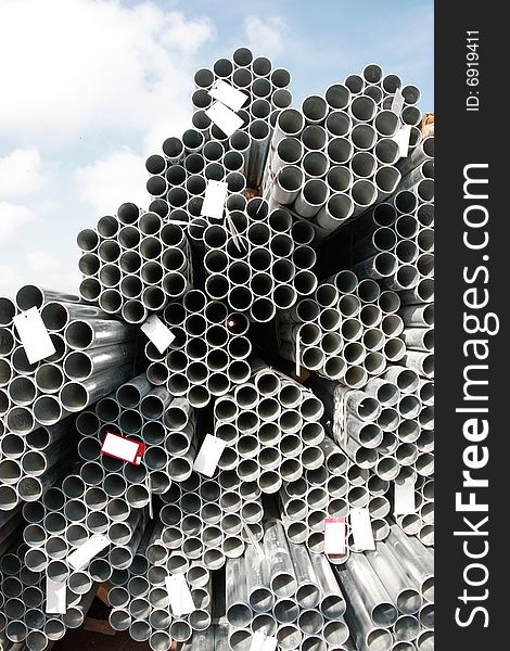 Steel pipes on a dock in youghal ireland. Steel pipes on a dock in youghal ireland