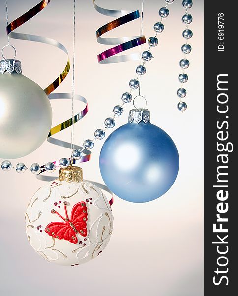 Christmas multicoloured ornament and streamer. Christmas multicoloured ornament and streamer