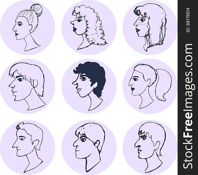 Those men and women facial profile graphic image vector illustration. Those men and women facial profile graphic image vector illustration