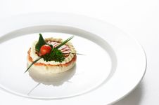 Single Snack On White Dish Royalty Free Stock Photography Single Snack On White Dish Royalty Free Stock Photography