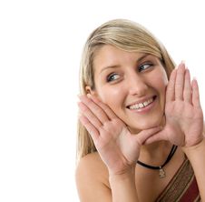 Beautiful Young Woman Framing Face With Hands. Stock Image
