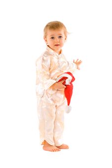Baby With Santa Claus Hat Stock Image