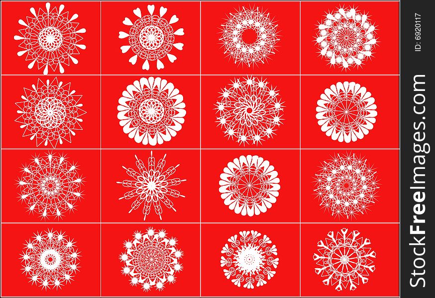 Twelve beautiful different snowflakes - vector