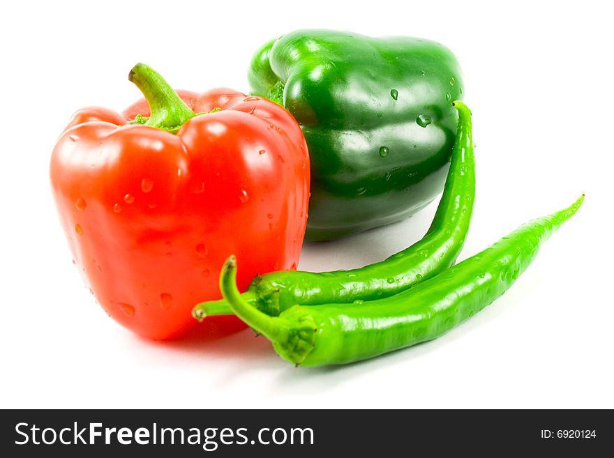 Peppers isolated on white background