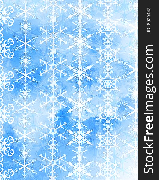 Abstract snowflakes on blue background
