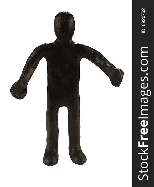 The black Plasticine man silhouette stand on one's feet, isolated