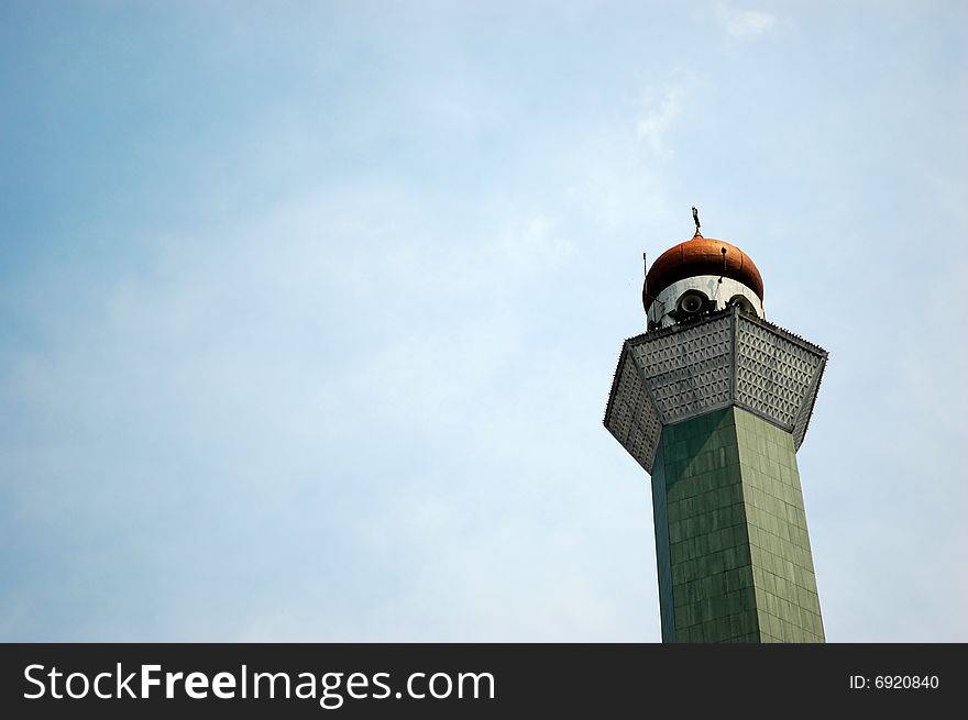 Masjid tower with arabic decorative style