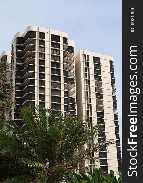 Tropical apartment building over looking the bay. Tropical apartment building over looking the bay