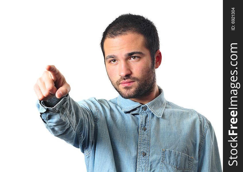 Young Man Pointing At