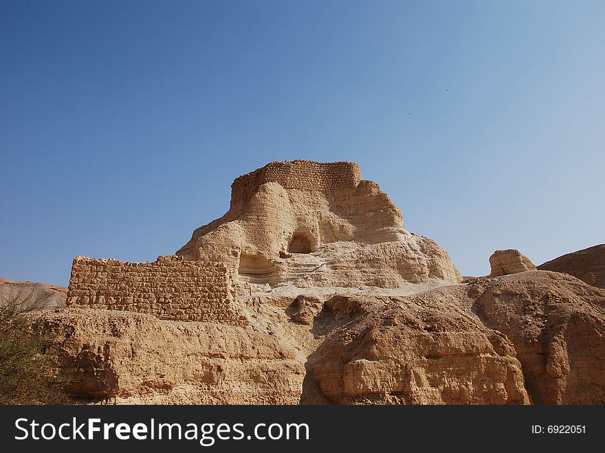 Ruins of an ancient fortress in Judaic mountains near to the Dead Sea. Ruins of an ancient fortress in Judaic mountains near to the Dead Sea