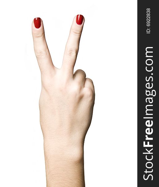 Womanish hand with a red manicure. Womanish hand with a red manicure