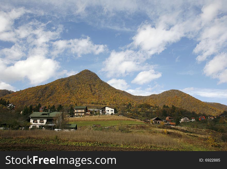 Landscape of autumn countryside