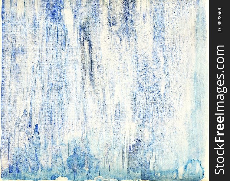 Blue water-colour on the white paper. Handmade. Texture. Blue water-colour on the white paper. Handmade. Texture.