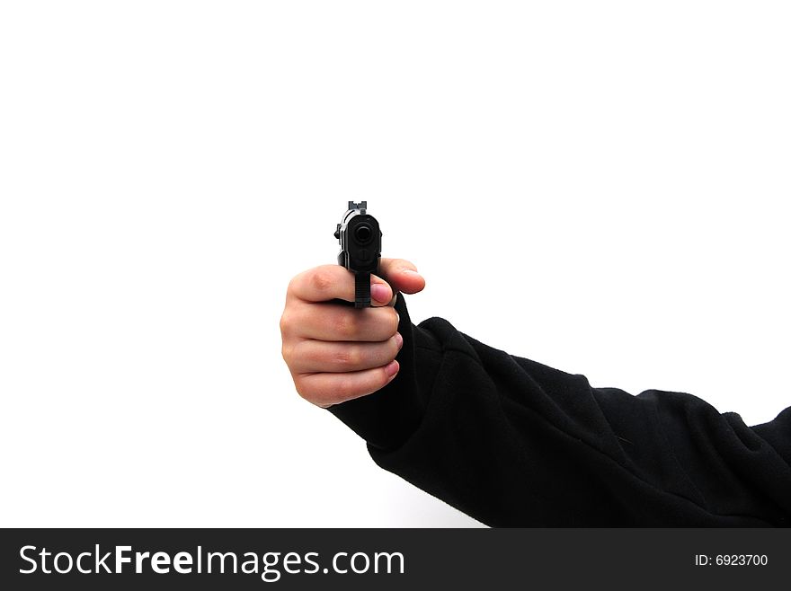 Shot of an arm holding a gun. Shot of an arm holding a gun