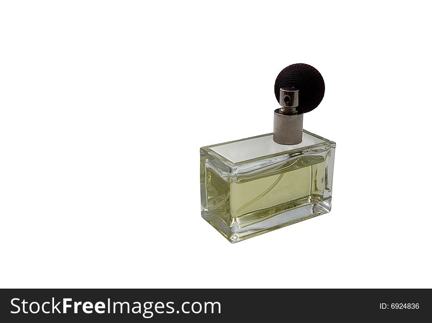 Stylish bottle of perfume on a white background. Stylish bottle of perfume on a white background