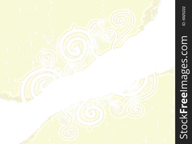 Vector illustration of a childish handmade spiral floral design with scribble stripe, halftone elements and aged textures. Vector illustration of a childish handmade spiral floral design with scribble stripe, halftone elements and aged textures.