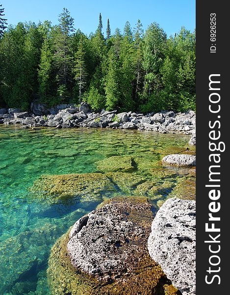 Rocky Shore And Lake