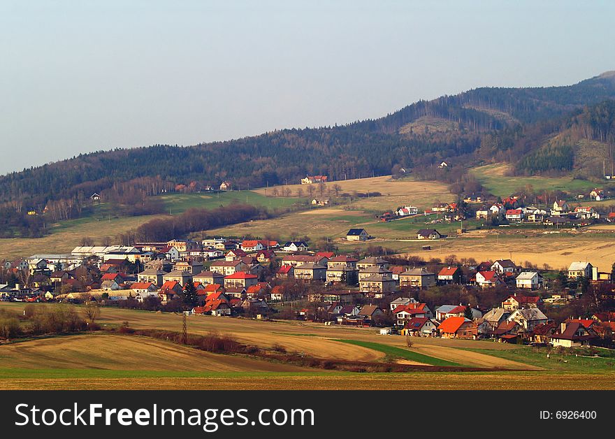 Landscape with village in Czech republic