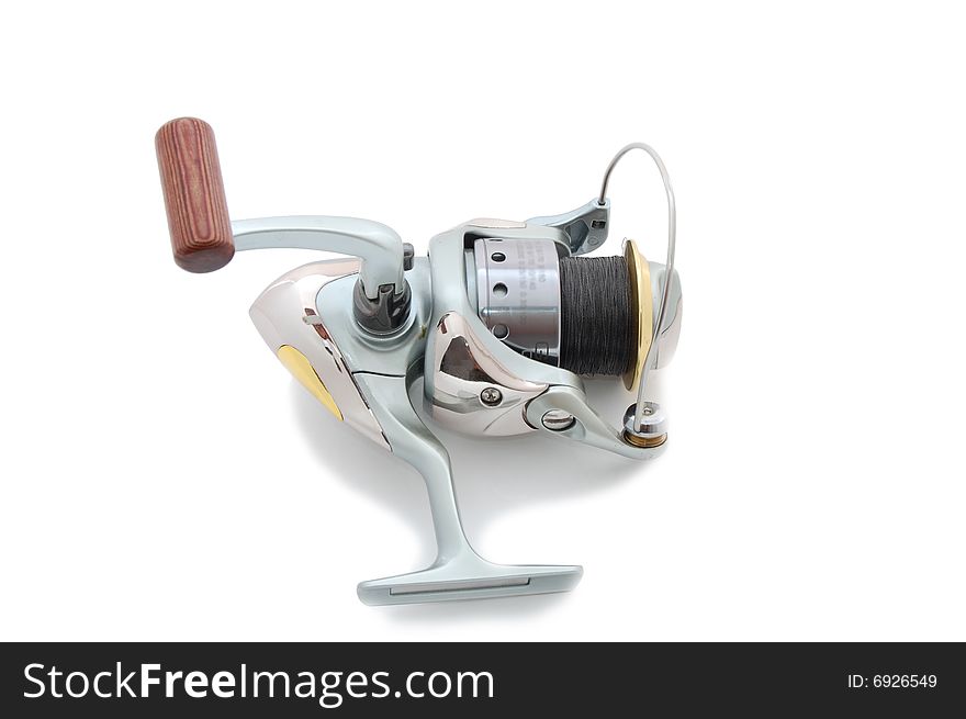 Spinning reel isolated on a white