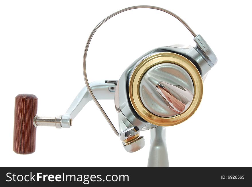 Spinning reel isolated on a white