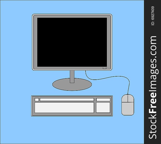 A simple illustration of a desktop computer. A simple illustration of a desktop computer