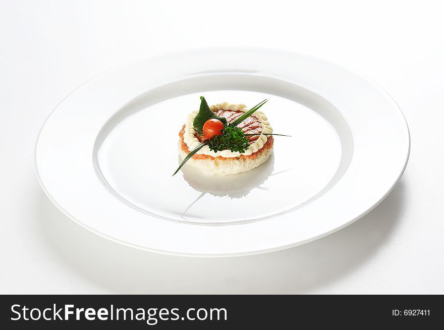 Single snack on white dish1