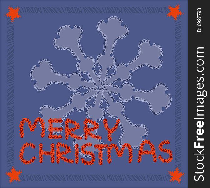 Greeting card with snowflake and text Merry Christmas. Greeting card with snowflake and text Merry Christmas