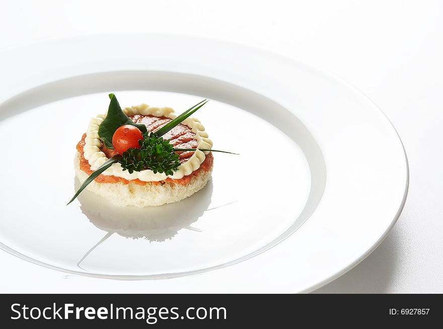 Single snack on white dish1