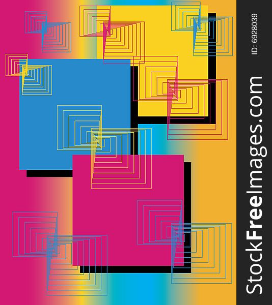Wire-frame Rectangles are Featured in an Abstract Geometric Background Illustration. Wire-frame Rectangles are Featured in an Abstract Geometric Background Illustration.