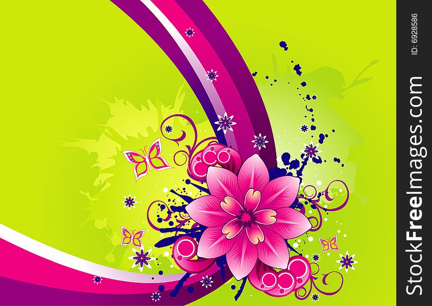 Vector fantasy background and flowers illustration composition. Vector fantasy background and flowers illustration composition