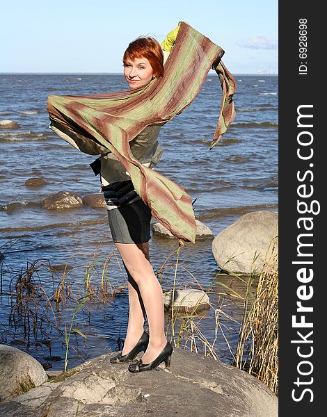 Red Haired Woman With Scarf