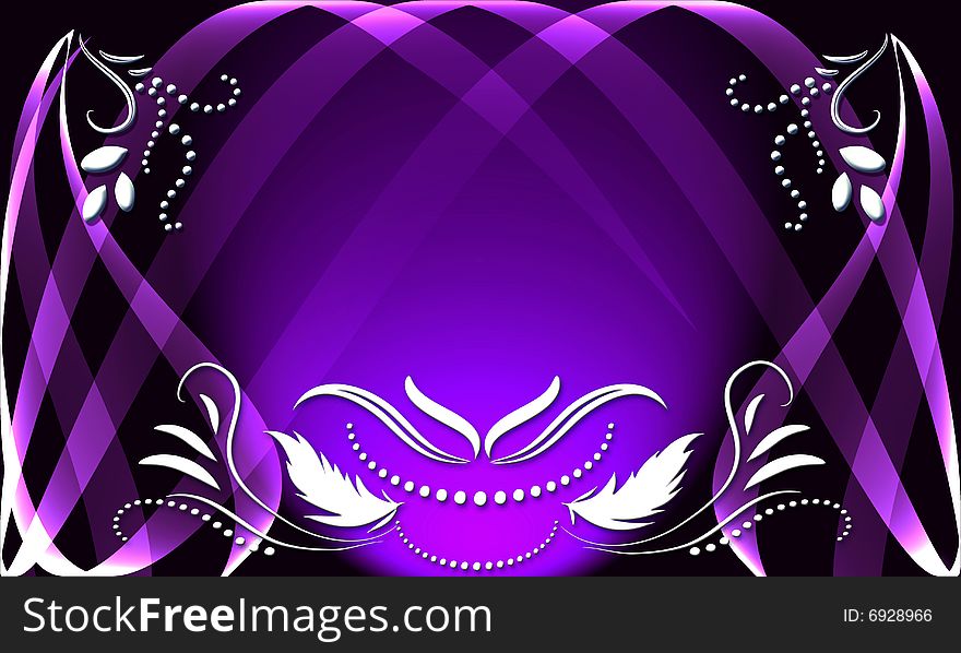 Abstract background with ornament and transparent waves. Abstract background with ornament and transparent waves