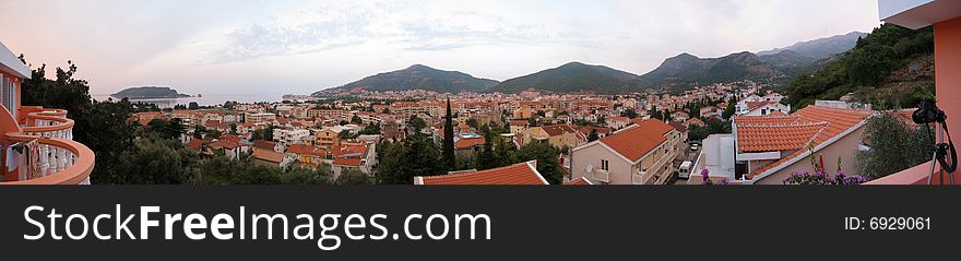 Panorama of Budva - old town in Montenegro