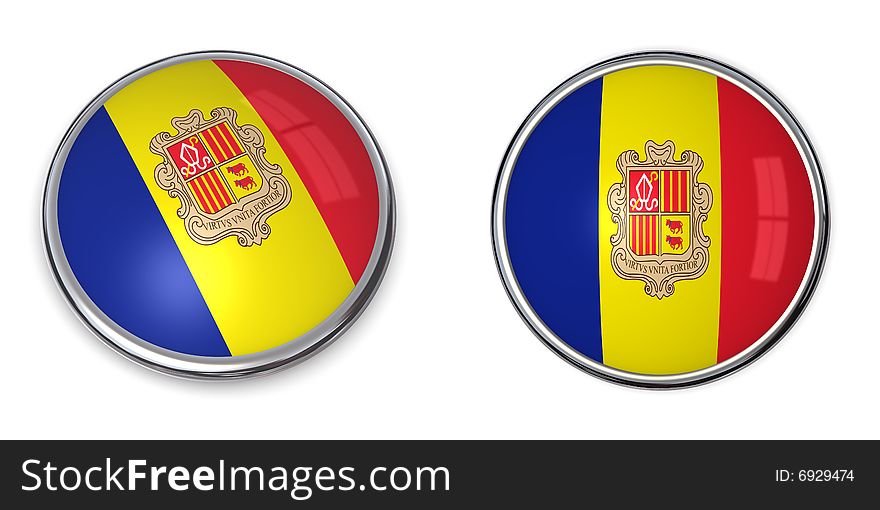 Button style banner in 3D of Andorra. Button style banner in 3D of Andorra