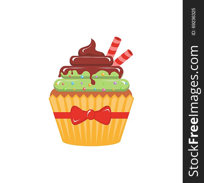 Vector illustration cupcake on a white background