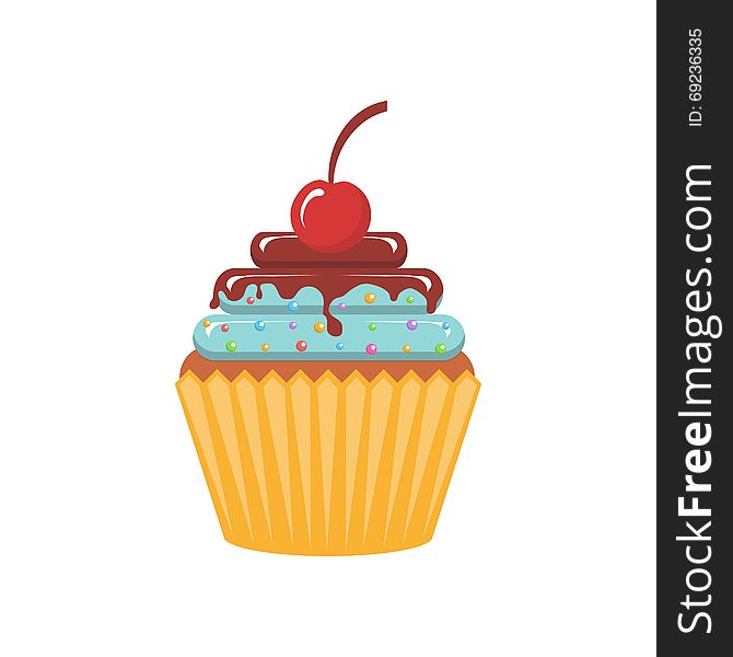 Vector illustration cupcake on a white background