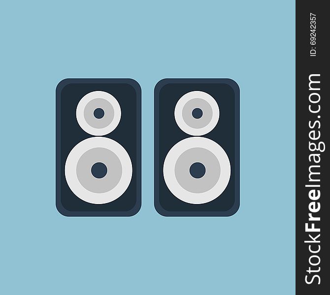 Flat image speakers on a blue background