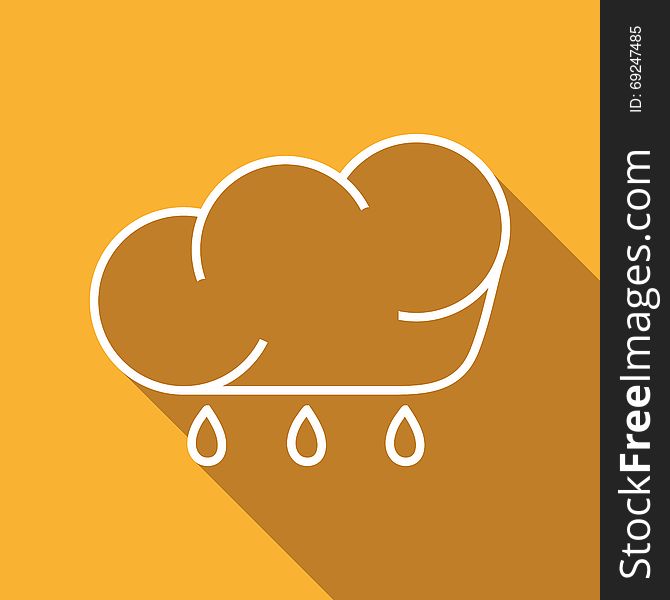 Flat Icon Of Cloud And Rain Drops