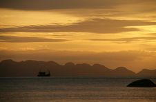 Fishing Boat And Orange Sunset Stock Photos Fishing Boat And Orange Sunset Stock Photos