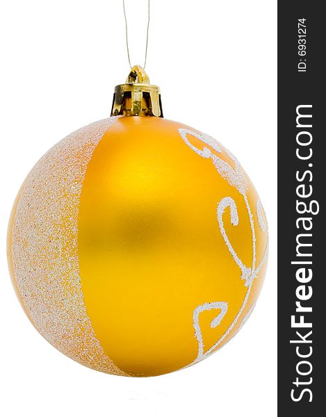 Christmas golden ball, isolated on white background