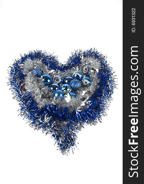 Heart ornament for Christmas tree isolated on white background,same series in  <a href=http://www.dreamstime.com/christmas-time-santa-women-and-party-time-rcollection8220-resi828293>Christmas time,santa women and party time</a>. Heart ornament for Christmas tree isolated on white background,same series in  <a href=http://www.dreamstime.com/christmas-time-santa-women-and-party-time-rcollection8220-resi828293>Christmas time,santa women and party time</a>