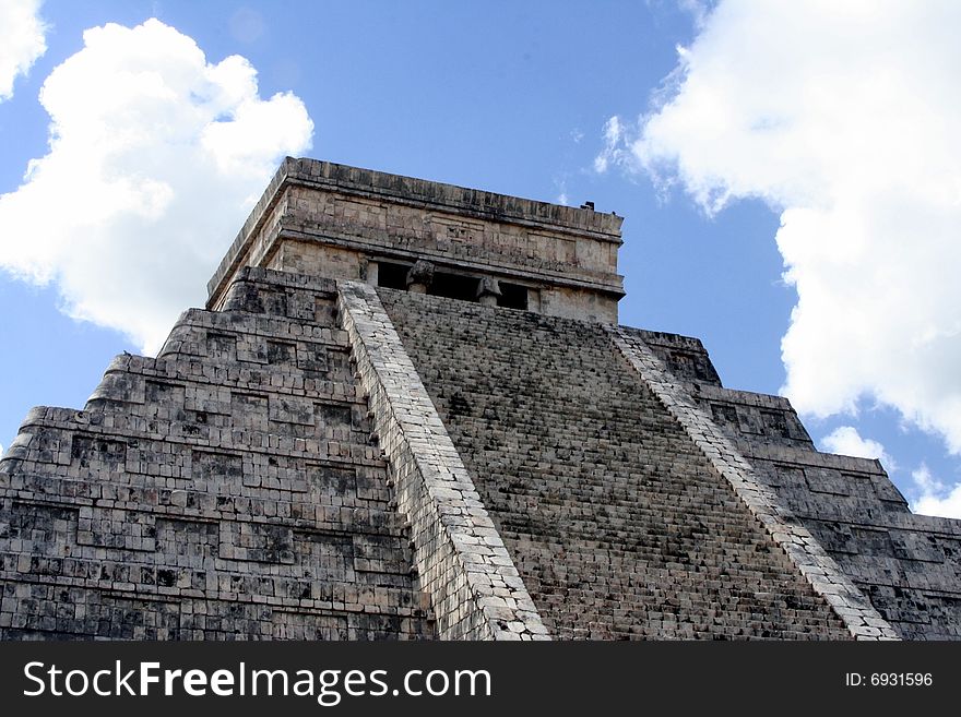 Majestic Mayan temple against the blue sky. Majestic Mayan temple against the blue sky