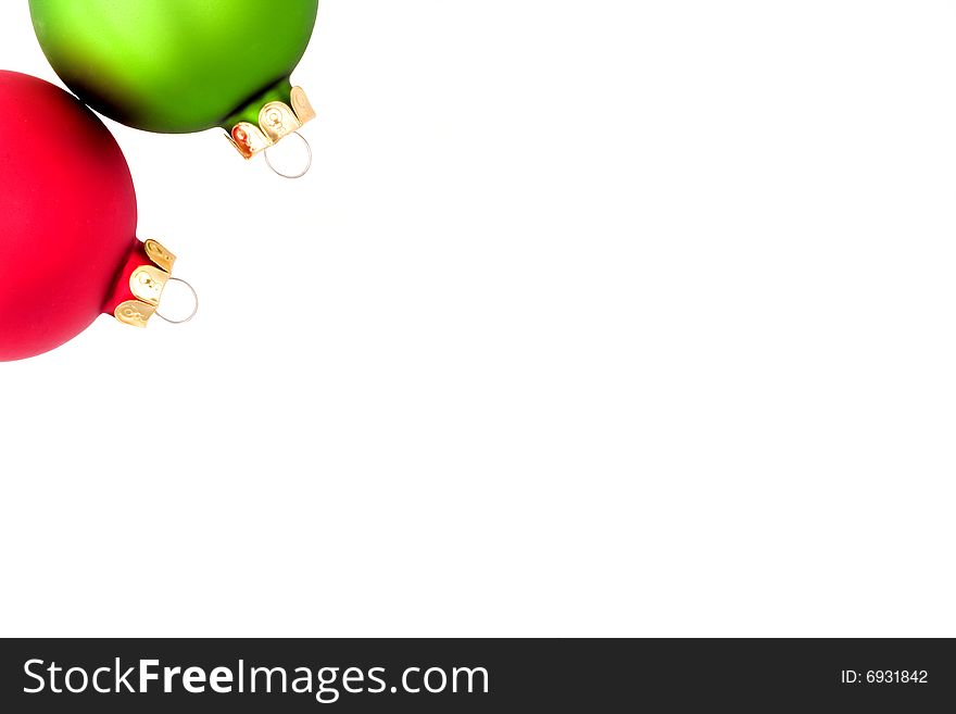 Two Christmas Bulbs Isolated on White Background