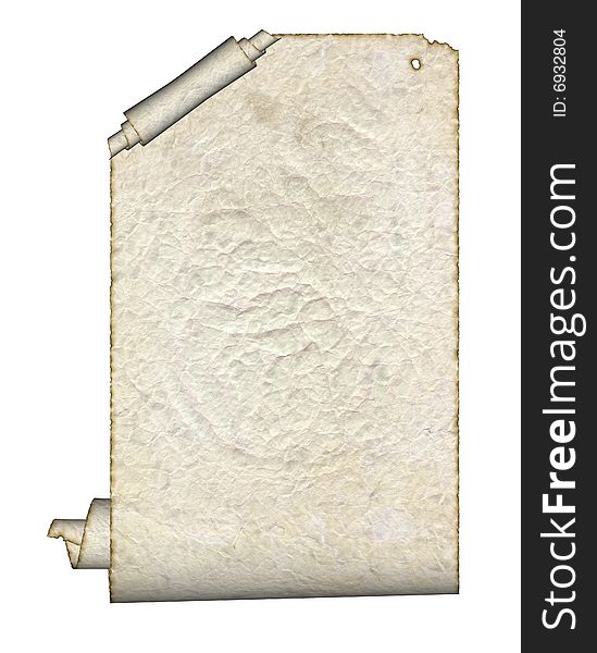 Vintage grunge rolled parchment illustration with ragged borders (natural paper texture)