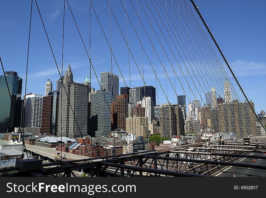 Brooklyn Bridge with New York City Skyline