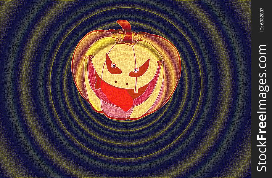 Great creative abstract colored bright rich textured image laughing pumpkin, emerging from space. Great creative abstract colored bright rich textured image laughing pumpkin, emerging from space.