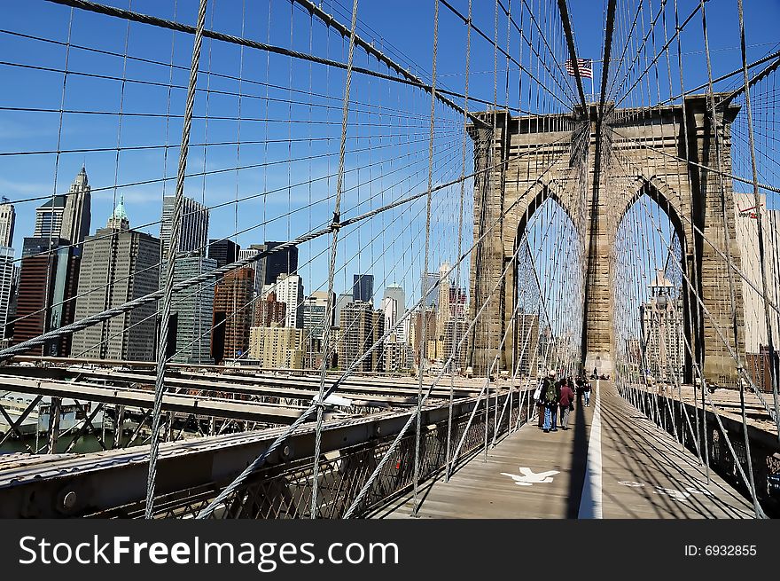 Brooklyn Bridge with New York City Skyline